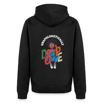 Melanin Afroamerikanisch Afroamerikanische Frau - Unisex Premium Bio Zip Hoodie - Schwarz - Hinten - Nico (187cm)