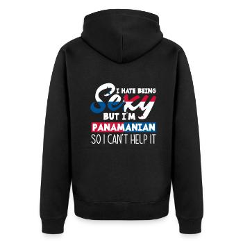 Lustiges Panama Panamaer Panamaerin Geschenk - Unisex Premium Bio Zip Hoodie - Schwarz - Hinten - Nico (187cm)