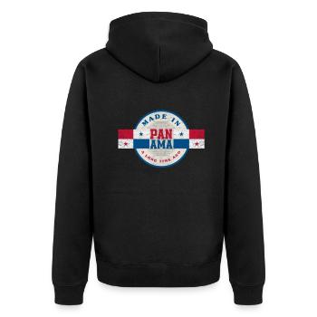 Lustiges Panama Panamaer Panamaerin Geschenk - Unisex Premium Bio Zip Hoodie - Schwarz - Hinten - Nico (187cm)