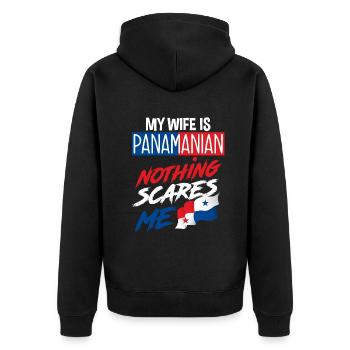 Lustiges Panama Panamaer Panamaerin Geschenk - Unisex Premium Bio Zip Hoodie - Schwarz - Hinten - Nico (187cm)