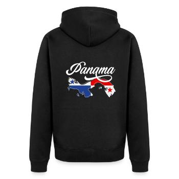 Lustiges Panama Panamaer Panamaerin Geschenk - Unisex Premium Bio Zip Hoodie - Schwarz - Hinten - Nico (187cm)