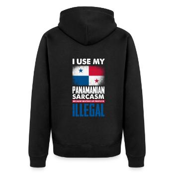 Lustiges Panama Panamaer Panamaerin Geschenk - Unisex Premium Bio Zip Hoodie - Schwarz - Hinten - Nico (187cm)