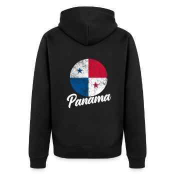 Lustiges Panama Panamaer Panamaerin Geschenk - Unisex Premium Bio Zip Hoodie - Schwarz - Hinten - Nico (187cm)