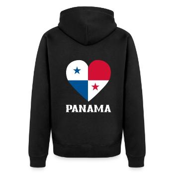 Lustiges Panama Panamaer Panamaerin Geschenk - Unisex Premium Bio Zip Hoodie - Schwarz - Hinten - Nico (187cm)