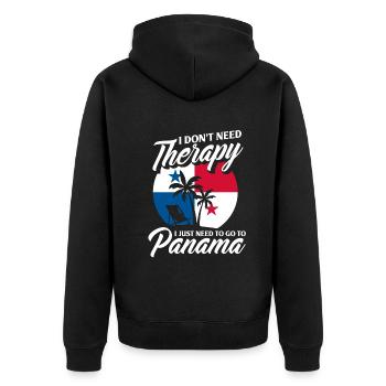 Lustiges Panama Panamaer Panamaerin Geschenk - Unisex Premium Bio Zip Hoodie - Schwarz - Hinten - Nico (187cm)