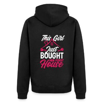 Homeowner Home Purchase Gift - Unisex Premium Organic Zip Hoodie - black - Back - Nico (187cm)