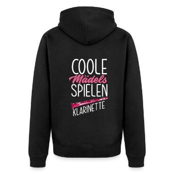 Lustiges Klarinette Klarinettist Geschenk - Unisex Premium Bio Zip Hoodie - Schwarz - Hinten - Nico (187cm)