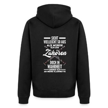 Lustiges Klarinette Klarinettist Geschenk - Unisex Premium Bio Zip Hoodie - Schwarz - Hinten - Nico (187cm)