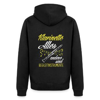 Lustiges Klarinette Klarinettist Geschenk - Unisex Premium Bio Zip Hoodie - Schwarz - Hinten - Nico (187cm)