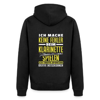 Lustiges Klarinette Klarinettist Geschenk - Unisex Premium Bio Zip Hoodie - Schwarz - Hinten - Nico (187cm)