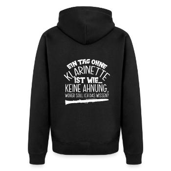 Lustiges Klarinette Klarinettist Geschenk - Unisex Premium Bio Zip Hoodie - Schwarz - Hinten - Nico (187cm)