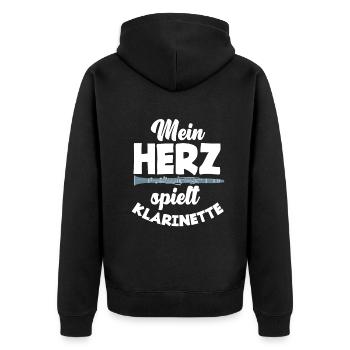 Lustiges Klarinette Klarinettist Geschenk - Unisex Premium Bio Zip Hoodie - Schwarz - Hinten - Nico (187cm)