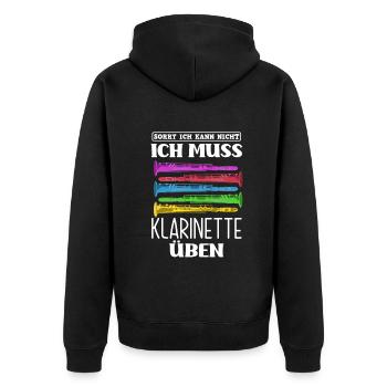 Lustiges Klarinette Klarinettist Geschenk - Unisex Premium Bio Zip Hoodie - Schwarz - Hinten - Nico (187cm)