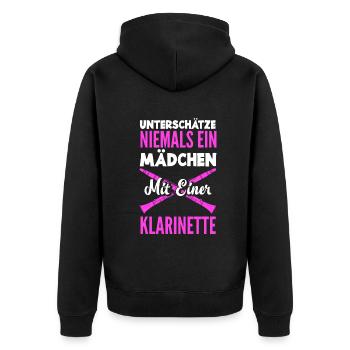Lustiges Klarinette Klarinettist Geschenk - Unisex Premium Bio Zip Hoodie - Schwarz - Hinten - Nico (187cm)