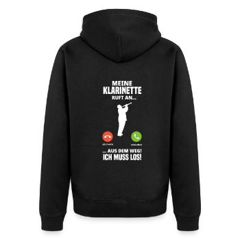Lustiges Klarinette Klarinettist Geschenk - Unisex Premium Bio Zip Hoodie - Schwarz - Hinten - Nico (187cm)