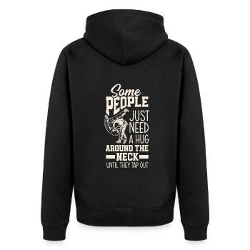 Jiu Jitsu Jiu Jitsu Jiu Jitsu - Unisex Premium Bio Zip Hoodie - Schwarz - Hinten - Nico (187cm)
