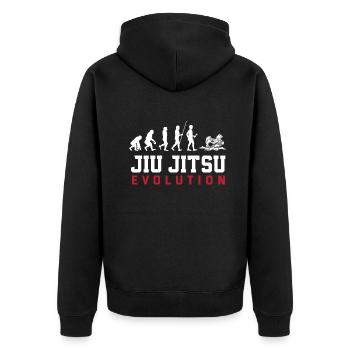 Jiu Jitsu Jiu Jitsu Jiu Jitsu - Unisex Premium Bio Zip Hoodie - Schwarz - Hinten - Nico (187cm)
