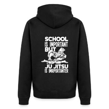 Jiu Jitsu Jiu Jitsu Jiu Jitsu - Unisex Premium Bio Zip Hoodie - Schwarz - Hinten - Nico (187cm)