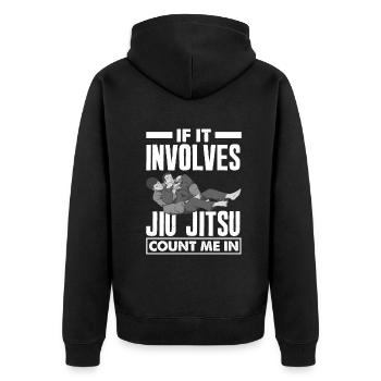 Jiu Jitsu Jiu Jitsu Jiu Jitsu - Unisex Premium Bio Zip Hoodie - Schwarz - Hinten - Nico (187cm)