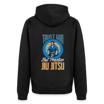 Jiu Jitsu Jiu Jitsu Jiu Jitsu - Unisex Premium Bio Zip Hoodie - Schwarz - Hinten - Nico (187cm)