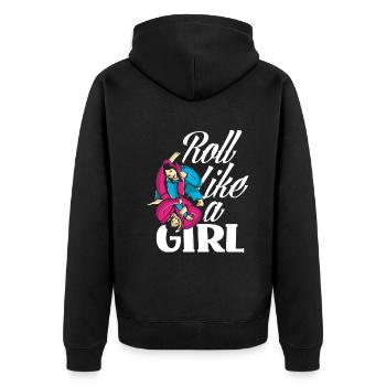 Jiu Jitsu Jiu Jitsu Jiu Jitsu - Unisex Premium Bio Zip Hoodie - Schwarz - Hinten - Nico (187cm)