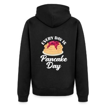 Funny Pancake Pancakes Gift - Unisex Premium Organic Zip Hoodie - black - Back - Nico (187cm)