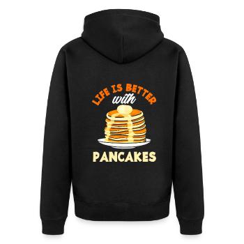 Funny Pancake Pancakes Gift - Unisex Premium Organic Zip Hoodie - black - Back - Nico (187cm)