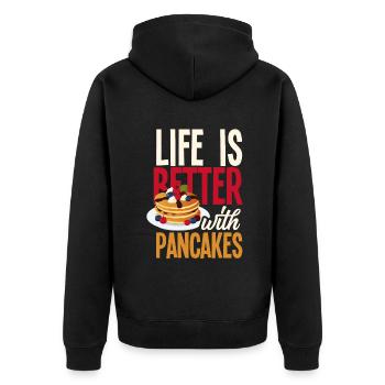 Funny Pancake Pancakes Gift - Unisex Premium Organic Zip Hoodie - black - Back - Nico (187cm)