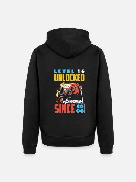 16th Birthday Young Gaming Gamer - Unisex Premium Organic Zip Hoodie - black