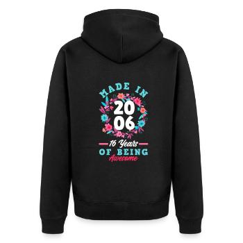 Fille du 16e anniversaire née en 2006 - Veste à capuche bio Premium Unisexe - noir - Dos - Nico (187cm)