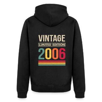 16e anniversaire Filles Garçons Né en 2006 - Veste à capuche bio Premium Unisexe - noir - Dos - Nico (187cm)