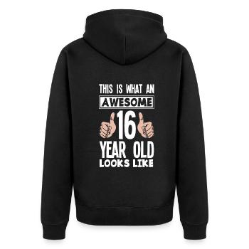 16th Birthday Girls Boys - Unisex Premium Organic Zip Hoodie - black - Back - Nico (187cm)