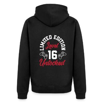 16e anniversaire Jeune joueur de jeu - Veste à capuche bio Premium Unisexe - noir - Dos - Nico (187cm)