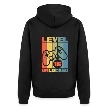 16e anniversaire Jeune joueur de jeu - Veste à capuche bio Premium Unisexe - noir - Dos - Nico (187cm)