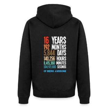 16. Geburtstag Mädchen Jungen - Unisex Premium Bio Zip Hoodie - Schwarz - Hinten - Nico (187cm)
