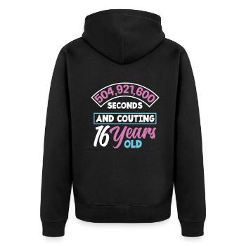 16th Birthday Girl - Unisex Premium Organic Zip Hoodie - black - Back - Nico (187cm)