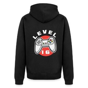 16ème anniversaire Garçons Gaming Gamer Niveau 16 - Veste à capuche bio Premium Unisexe - noir - Dos - Nico (187cm)
