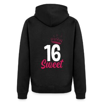16. Geburtstag Mädchen - Unisex Premium Bio Zip Hoodie - Schwarz - Hinten - Nico (187cm)