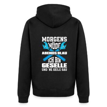 Lustiges Geselle Geschenk Mechaniker - Unisex Premium Bio Zip Hoodie - Schwarz - Hinten - Nico (187cm)