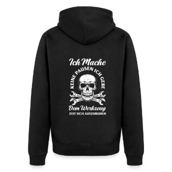 Lustiges Mechaniker Automechaniker KFZ Mechaniker - Unisex Premium Bio Zip Hoodie - Schwarz - Hinten - Nico (187cm)