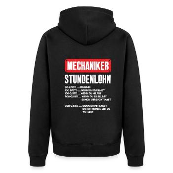 Lustiges Mechaniker Geschenk - Unisex Premium Bio Zip Hoodie - Schwarz - Hinten - Nico (187cm)