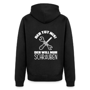 Lustiges Mechaniker Automechaniker KFZ Mechaniker - Unisex Premium Bio Zip Hoodie - Schwarz - Hinten - Nico (187cm)