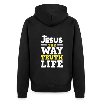 Jésus-Christ Christ Religion Religieux - Veste à capuche bio Premium Unisexe - noir - Dos - Nico (187cm)