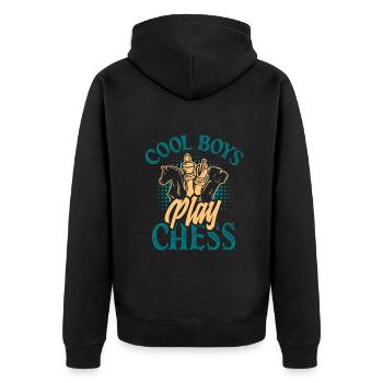 Funny Chess Player Chess Player Gift - Unisex Premium Organic Zip Hoodie - black - Back - Nico (187cm)