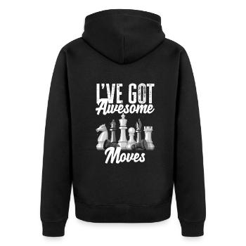 Funny Chess Player Chess Player Gift - Unisex Premium Organic Zip Hoodie - black - Back - Nico (187cm)