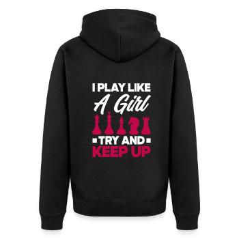 Funny Chess Player Chess Player Gift - Unisex Premium Organic Zip Hoodie - black - Back - Nico (187cm)