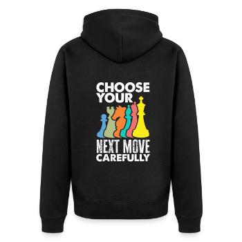 Funny Chess Player Chess Player Gift - Unisex Premium Organic Zip Hoodie - black - Back - Nico (187cm)