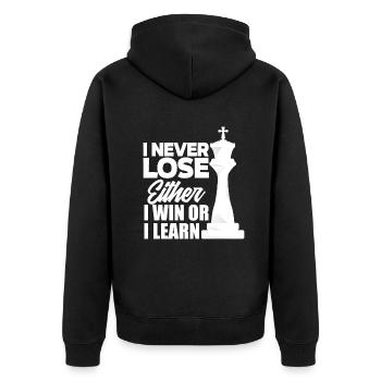 Funny Chess Player Chess Player Gift - Unisex Premium Organic Zip Hoodie - black - Back - Nico (187cm)