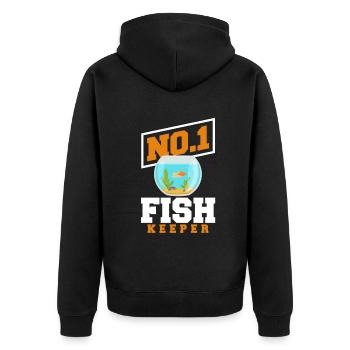 Lustiges Aquarist Aquarianer Aquarium Geschenk - Unisex Premium Bio Zip Hoodie - Schwarz - Hinten - Nico (187cm)