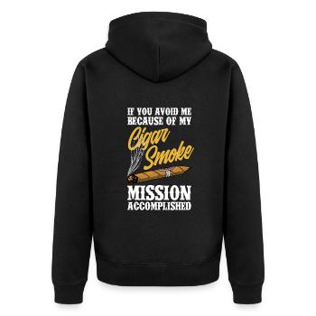 Lustiges Zigarre Rauchen Zigarrenraucher Geschenk - Unisex Premium Bio Zip Hoodie - Schwarz - Hinten - Nico (187cm)